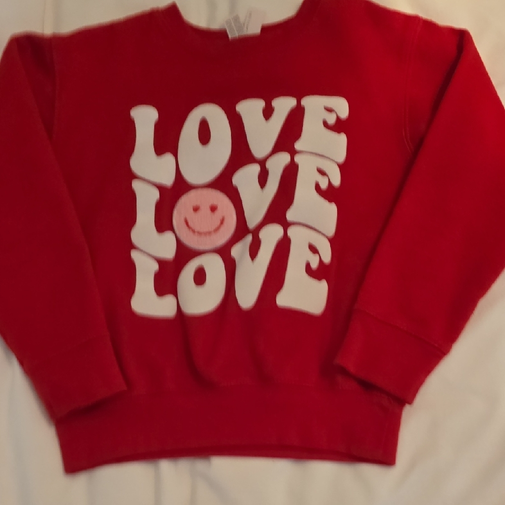 Rabbit Skins Red Love Graphic Kids Hoodie